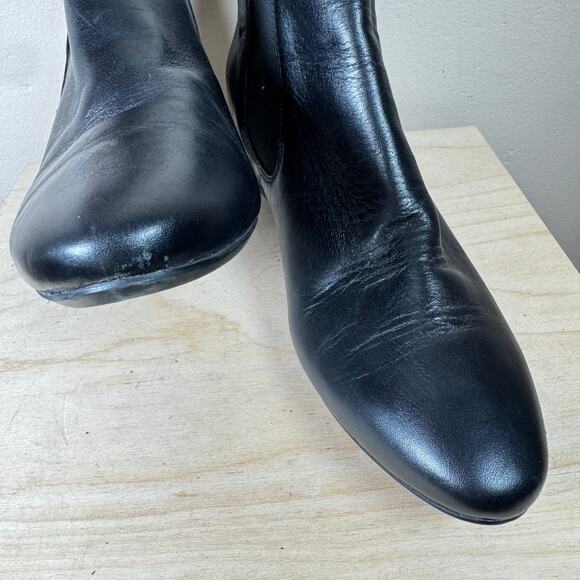 Paul Green Womens Ankle Heeled Boots Almond Toe Black Leather 90s size 5.5 - Picture 3 of 7
